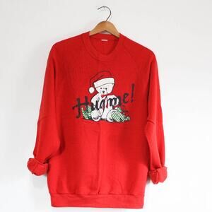 Vintage Hug Me Teddy Bear Christmas Sweatshirt Medium